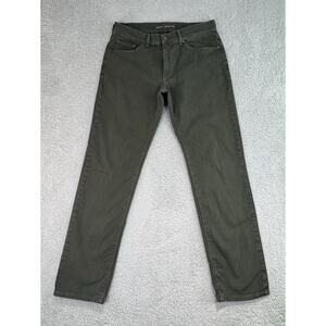Mott & Bow Jeans Men's 32.5x29 Green Solid Mercer Stretch Straight Leg Stretch